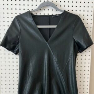 Zara Forest Green Vegan Leather Front Dress